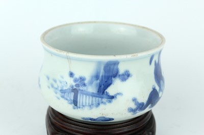 Lot 18 - A Chinese blue and white porcelain censer and...