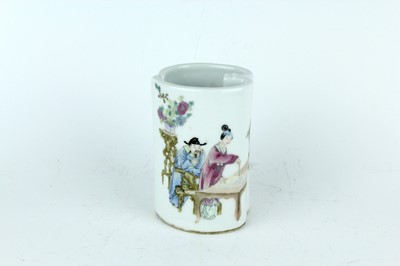 Lot 206 - A Chinese famille rose brush pot in the form...