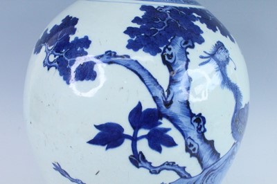 Lot 12 - A large Chinese blue and white jar and cover,...