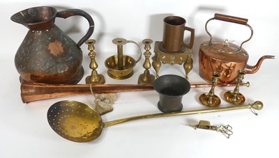 Lot 188 - A collection of metalware, to include a copper...