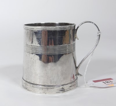 Lot 183 - A 19th century white metal tankard of tapering...