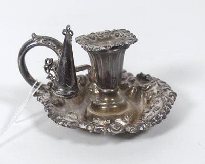 Lot 184 - A 19th century silver chamber stick having a...