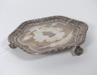 Lot 187 - An Edwardian silver card waiter of shaped...
