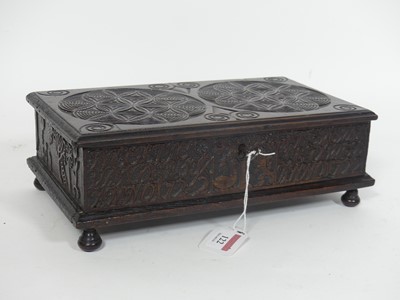 Lot 122 - A Dutch carved oak marriage box, the hinged...