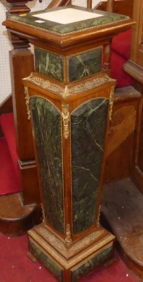 Lot 1135 - A French walnut, verdigris marble and gilt...