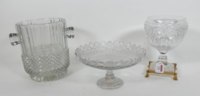Lot 24 - A French cut glass pedestal jar, mounted to a...