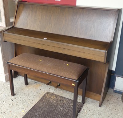 Lot 1232 - A teak upright piano by Chappell, iron-framed...