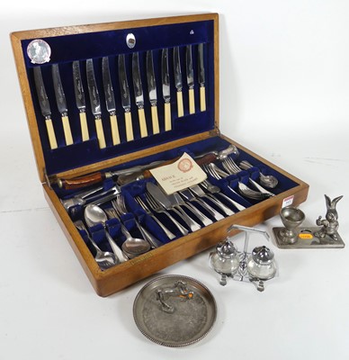 Lot 163 - A Mappin & Webb golden oak canteen, contents...