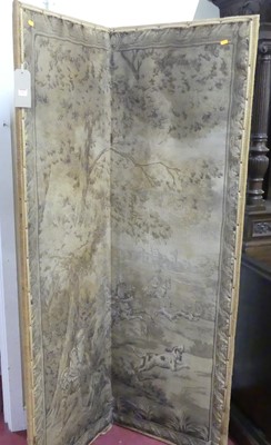 Lot 1182 - A needlework tapestry twin folding dressing...