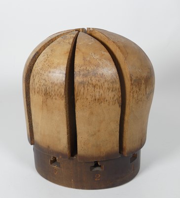 Lot 138 - An early 20th century beech miliners block,...