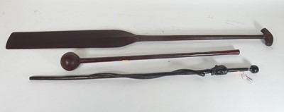 Lot 420 - An African Zulu carved hardwood knobkerrie,...