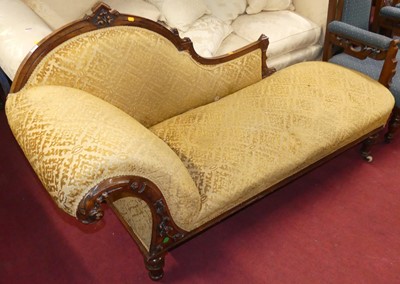 Lot 1347 - A late Victorian walnut framed and mustard...