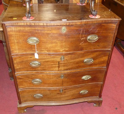 Lot 1329 - A 19th century mahogany serpentine front...
