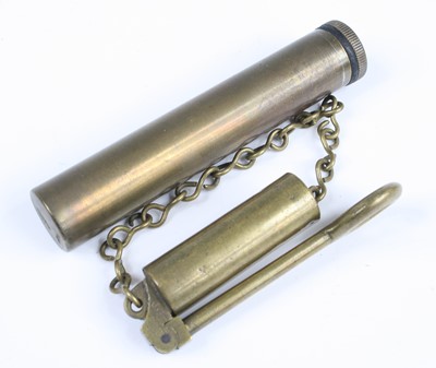 Lot 575 - A WW I Enfield brass rifle periscope, in two...