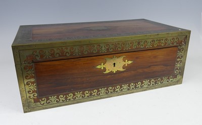 Lot 2334 - A Regency rosewood and brass inlaid campaign...