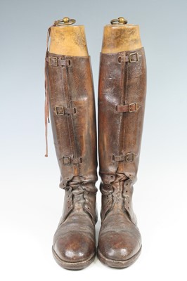 Lot 596 - A pair of WW I Officer's boots, in brown...