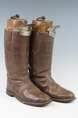 Lot 780 - A pair of WW II brown leather boots, probably...