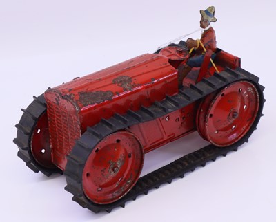 Lot 1759 - Triang tinplate and clockwork crawler tractor,...