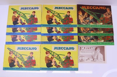 Lot 1845 - Meccano manuals 1954-1960, to include outfit 9,...