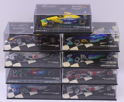Lot 1948 - Minichamps 1:43 scale group of nine Formula...