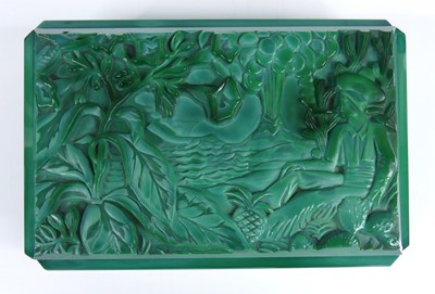 Lot 165 - An Art Deco carved and polished malachite...