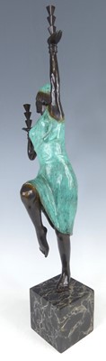 Lot 68 - A Large patinated bronze standing figure, in...