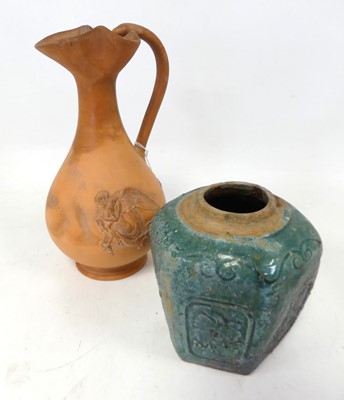 Lot 504 - A 19th century terracotta ewer, by Lauritz...