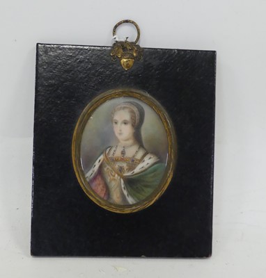 Lot 524 - A reproduction portrait miniature of Jane Grey,...