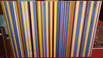 Lot 1086 - After Bridget Riley - untitled, acrylic on...