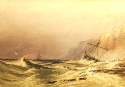 Lot 1049 - H. Carter - Shipwreck scene, watercolour...