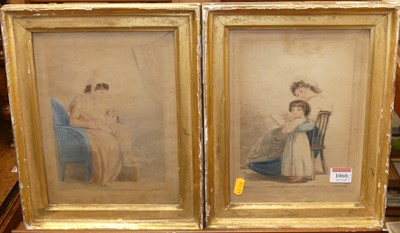 Lot 1060 - After T Stothard - The Morning Lesson, colour...