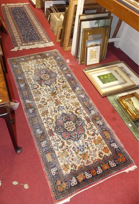 Lot 1249 - A Persian woollen cream and blue ground Bidjar...
