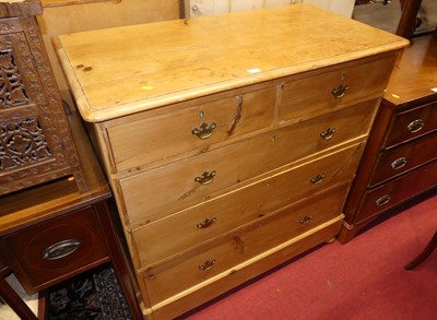 Lot 1355 - A mid-Victorian pine round cornered chest of...