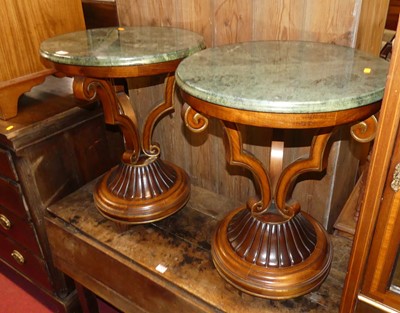 Lot 1363 - A pair of contemporary verdigris marble topped...