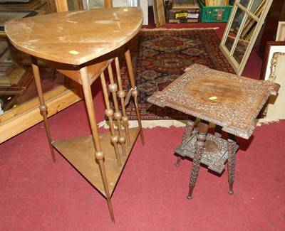 Lot 1370 - An Arts & Crafts ash triangular shaped...