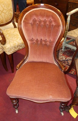 Lot 1443 - A mid-Victorian mahogany framed spoonback...