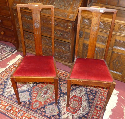 Lot 1444 - A pair of Edwardian walnut splatback dining...