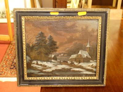 Lot 1142 - 18th century German school - winter landscape,...