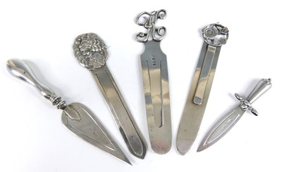 Lot 41 - A late Victorian silver initialled bookmark,...