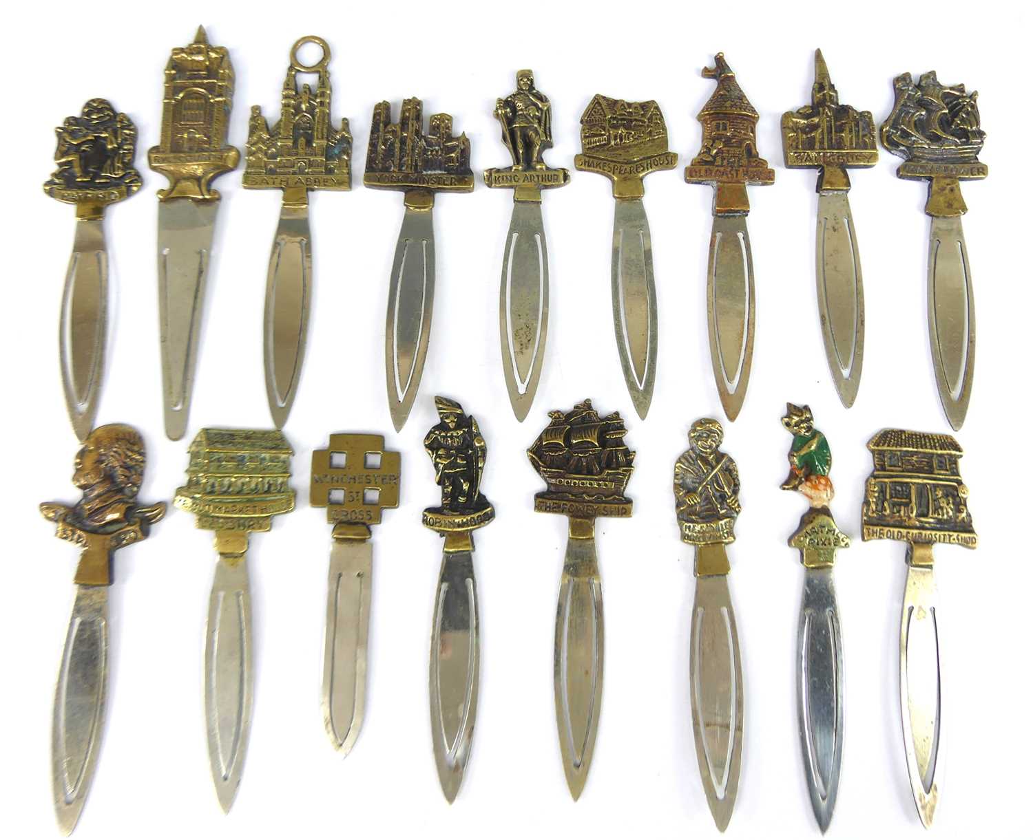 Lot 19 - A collection of white metal and brass capped...