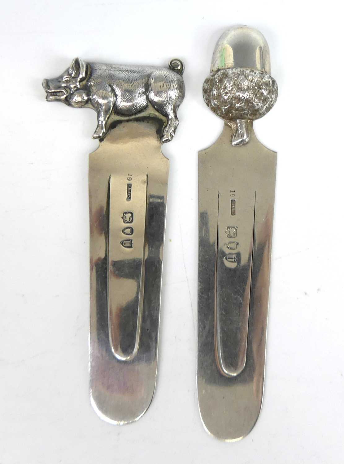 Lot 34 - Two Victorian silver novelty clip bookmarks,...