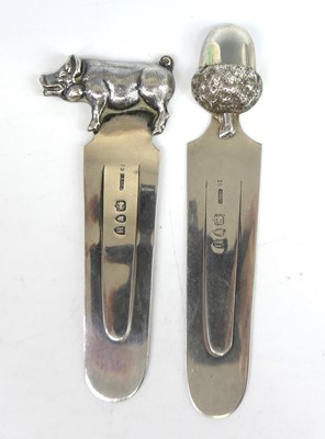 Lot 34 - Two Victorian silver novelty clip bookmarks,...