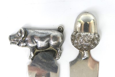 Lot 34 - Two Victorian silver novelty clip bookmarks,...