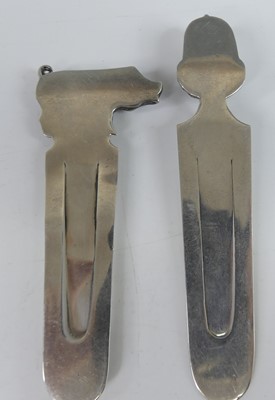 Lot 34 - Two Victorian silver novelty clip bookmarks,...