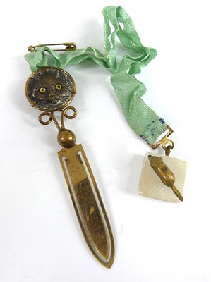 Lot 30 - An Edwardian novelty brass cat and mouse...