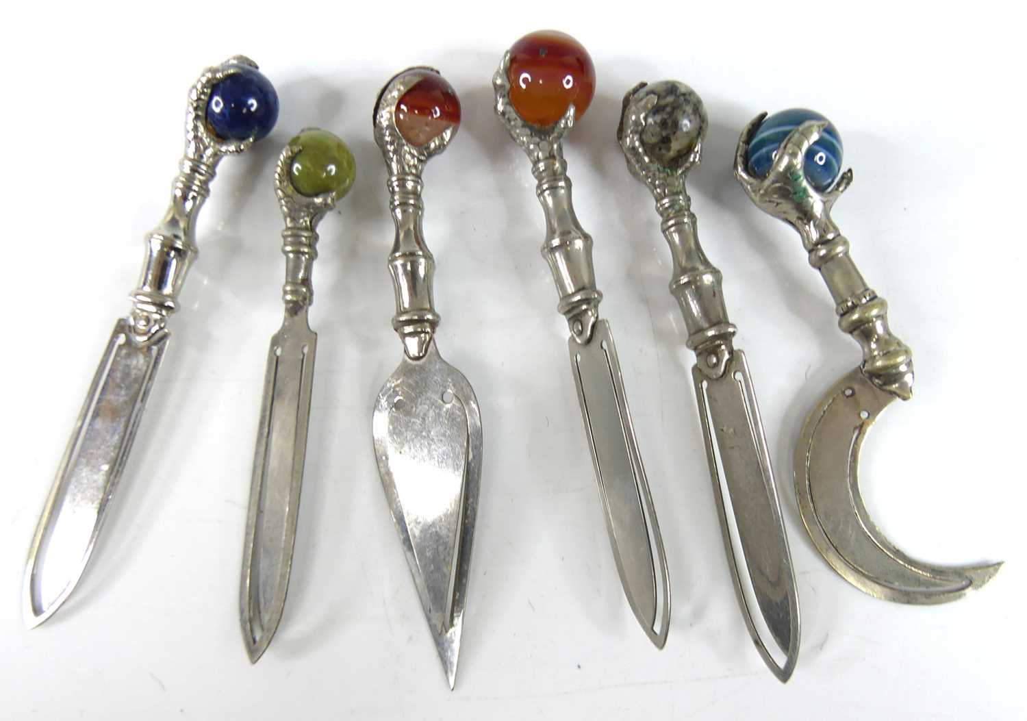 Lot 13 - A collection of six Victorian hardstone set...
