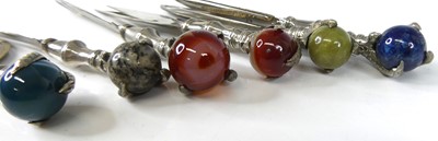 Lot 13 - A collection of six Victorian hardstone set...