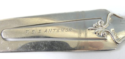 Lot 61 - A George V silver bookmark for the steamship S....