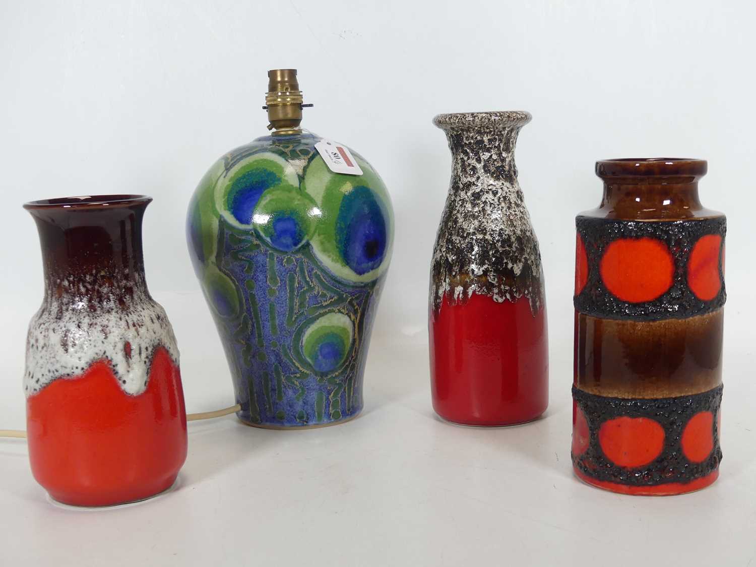 Lot 80 - A studio pottery table lamp, with green and...