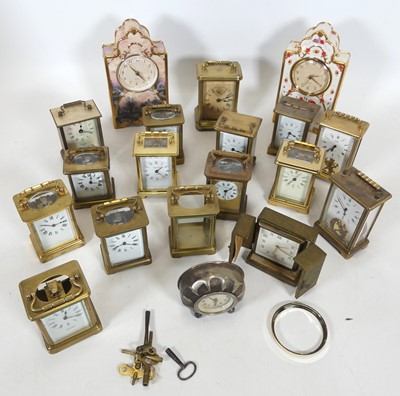 Lot 145 - A collection of brass cased carriage clocks,...